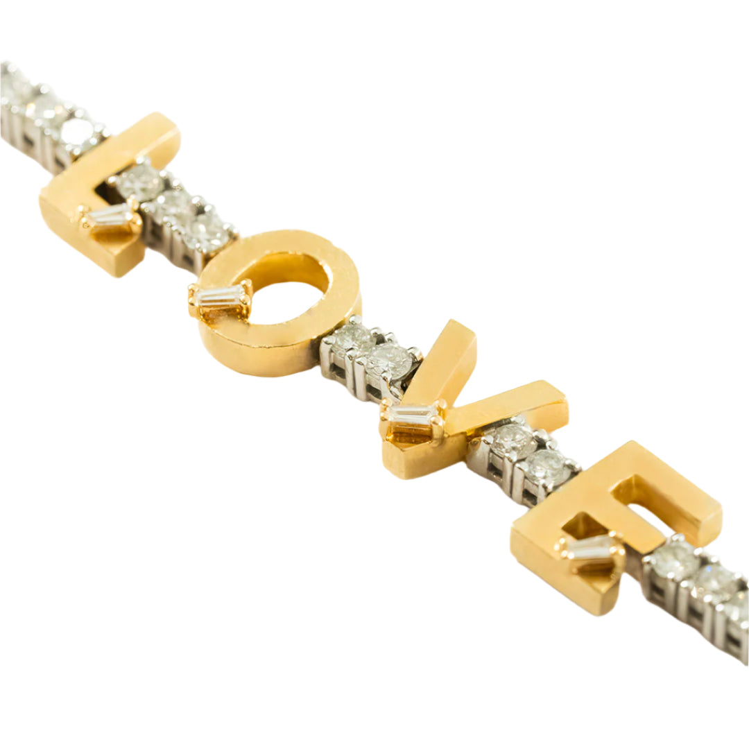 Golden - Tennis LOVE  Bracelet
