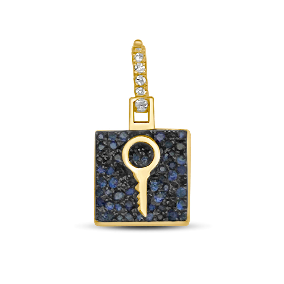 Charmed - Key to My Heart Charm - Sapphire, Yellow Gold