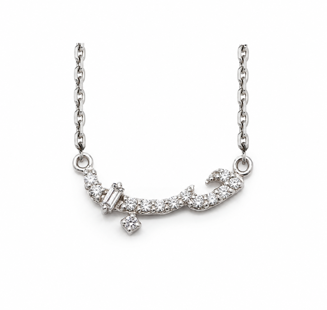 Ca-love-graphy Love Necklace - Paved with Baguette- White