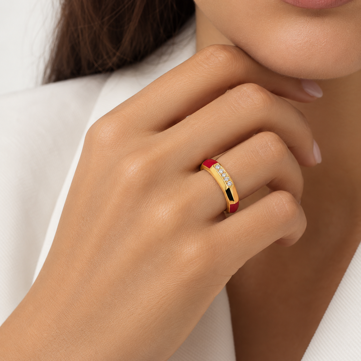 Ca-love-graphy Ring - Paved - Yellow - Red