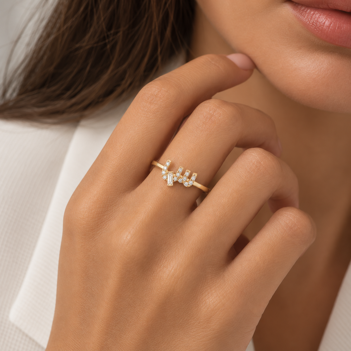 CA–LOVE–GRAPHY Ring - SINGLE LETTER - PAVED - س