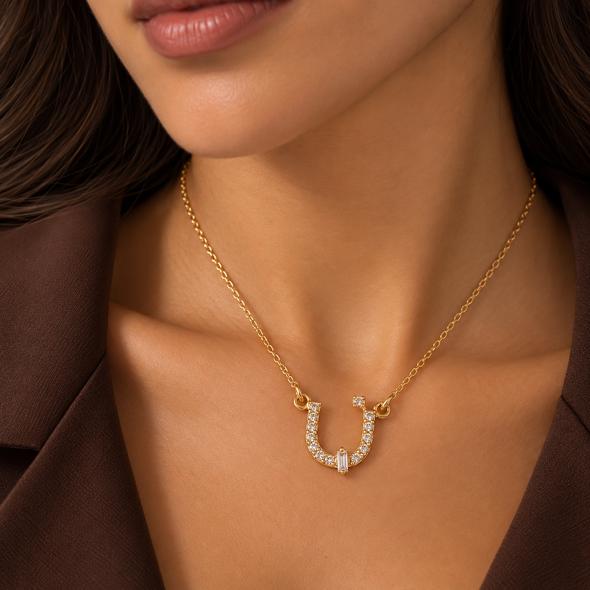 CA–LOVE–GRAPHY NECKLACE - SINGLE LETTER - PAVED - ن