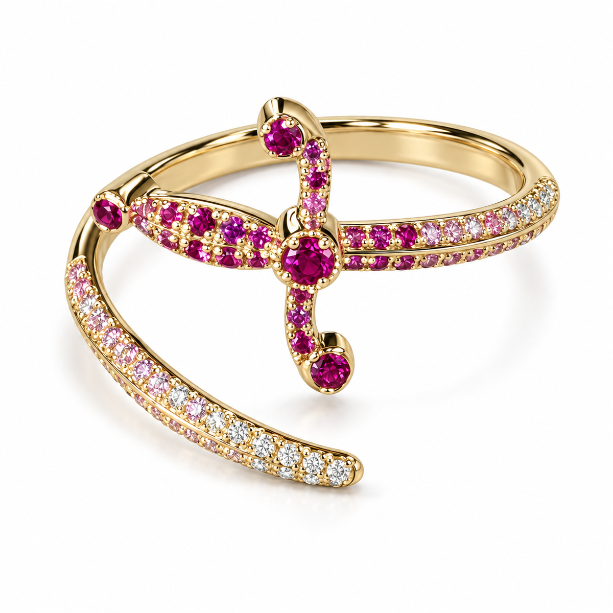 Swords of Love Ring — Special Edition - Gradient Pink Sapphires & Diamonds - Charmaleena Jewellery - Diamond Jewellery - Swords of love