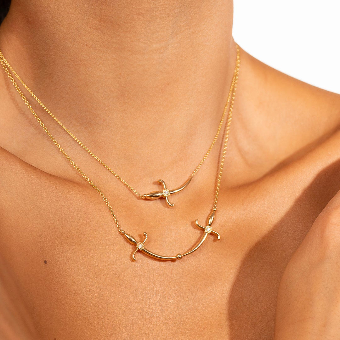 Swords Of Love Necklace - Yellow