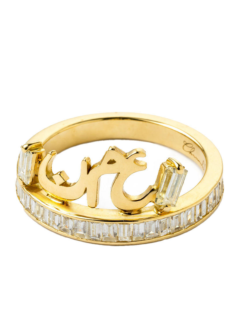Golden - Custom Ring - Paved - Yellow Gold - Charmaleena Jewellery - Diamond Jewellery - Golden