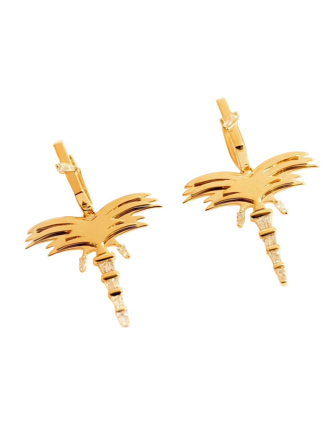 Golden- Palm earrings - Diamonds - Yellow