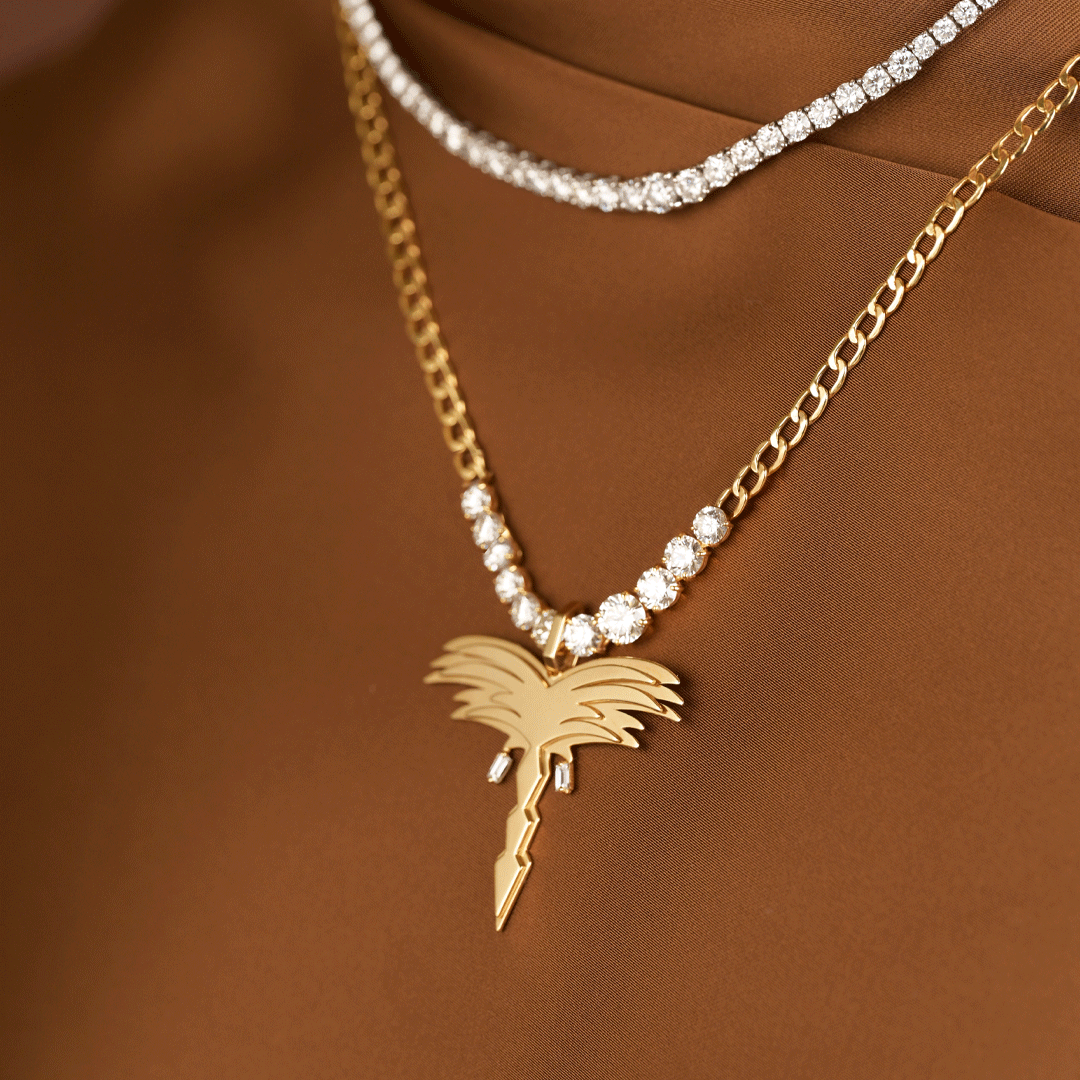 Golden- Palm Pendant - Yellow