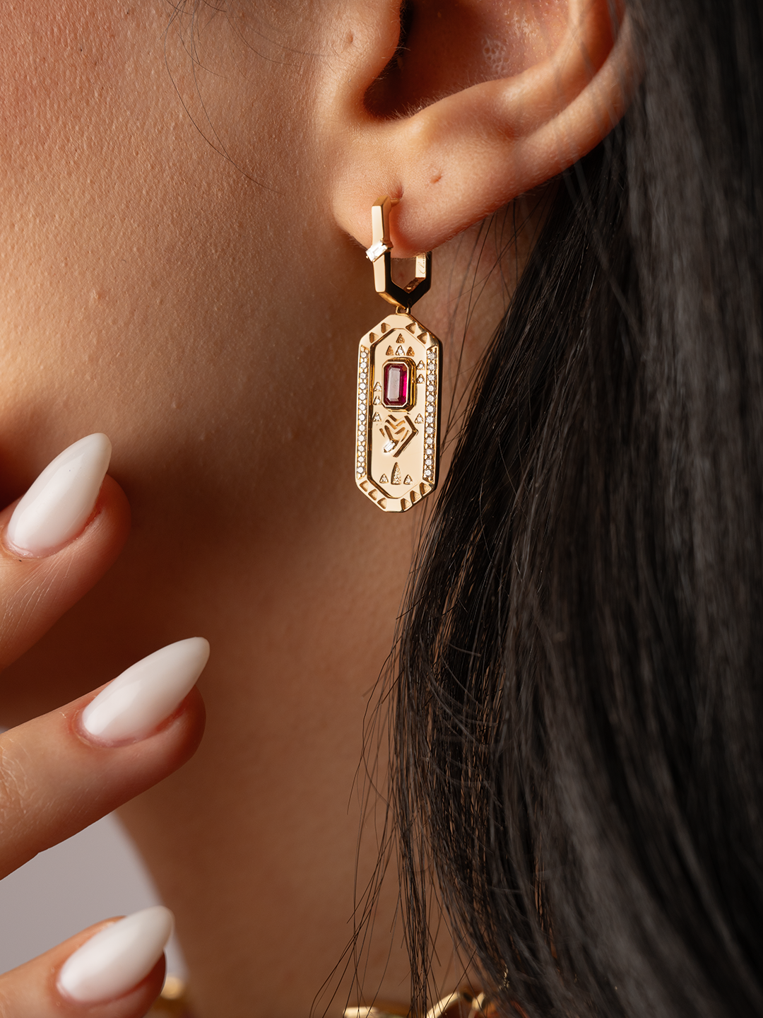 Tales & Treasures- Love Ruby Earrings  - Paved in diamonds - Charmaleena Jewellery - Diamond Jewellery - Tales & Treasures