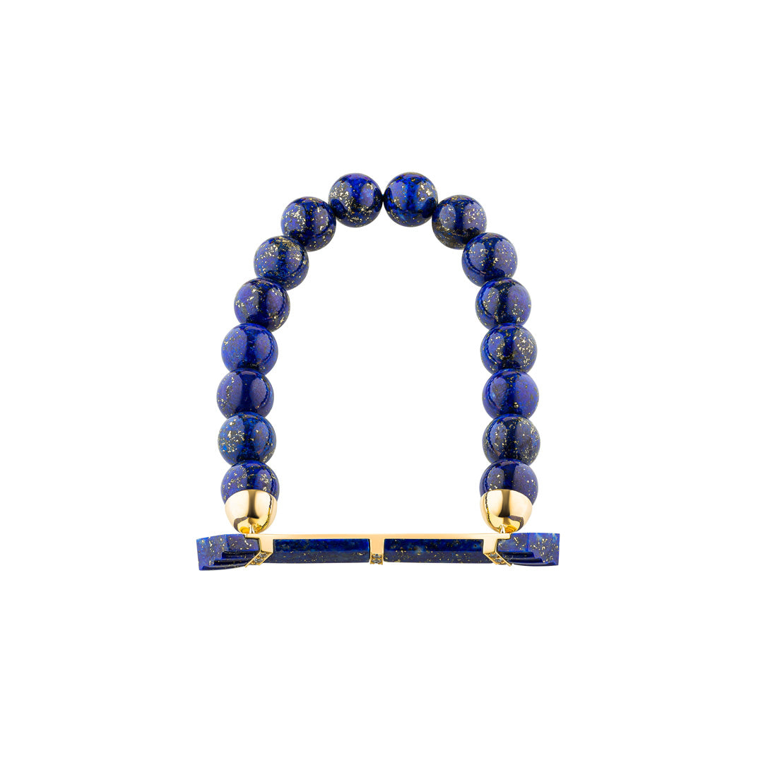 Elements Bead Bracelet Outlined In Diamonds Lapis Yellow gold