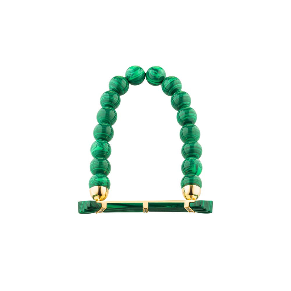 Elements Bead Bracelet Outlined In Diamonds Malachite Yellow gold