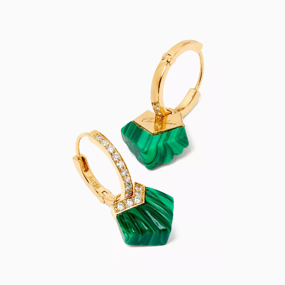 Elements Huggie Earrings - Malachite - Charmaleena Jewellery