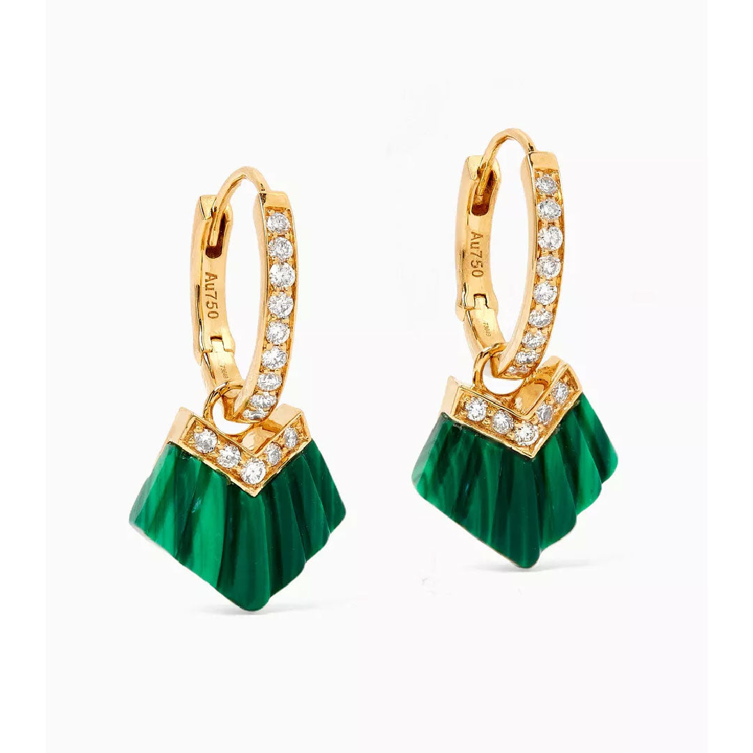 Elements Huggie Earrings - Malachite - Charmaleena Jewellery