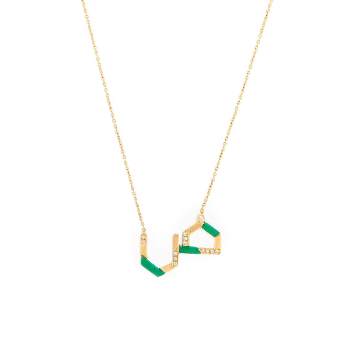 28 Collection Necklace (ض) - Green - Charmaleena Jewellery