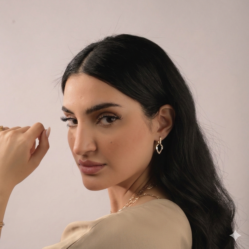 Golden - Shield Earrings -Pave in Diamonds -Yellow Gold - Charmaleena Jewellery - Diamond Jewellery - Golden