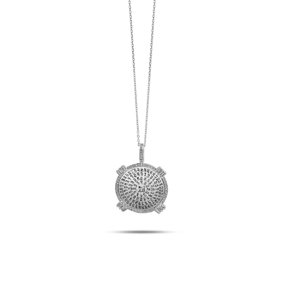 Golden 99 Names Pendant-Pave in Diamonds (White Gold) - Charmaleena Jewellery