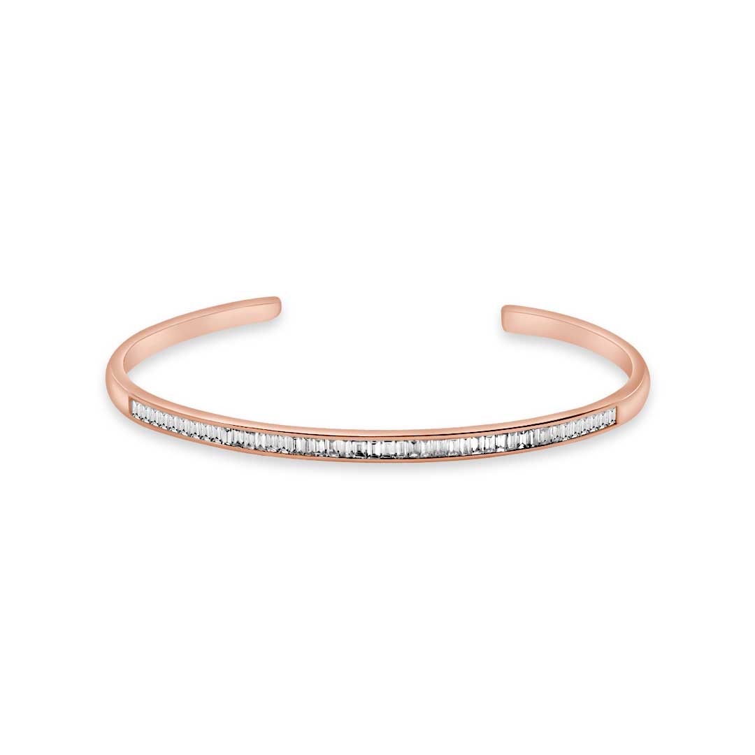 Golden Baguette Bangle - Rose - Charmaleena Jewellery