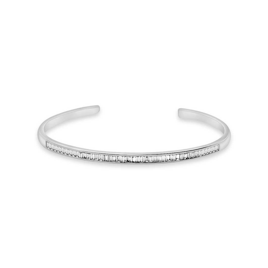 Golden Baguette Bangle - White - Charmaleena Jewellery