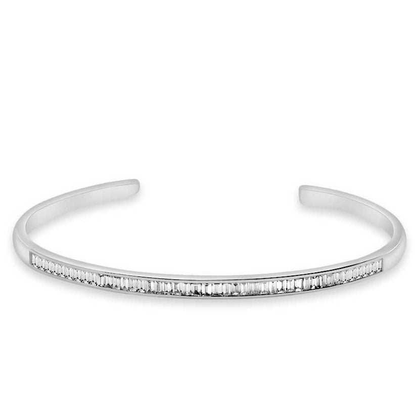 Golden Baguette Bangle - White - Charmaleena Jewellery