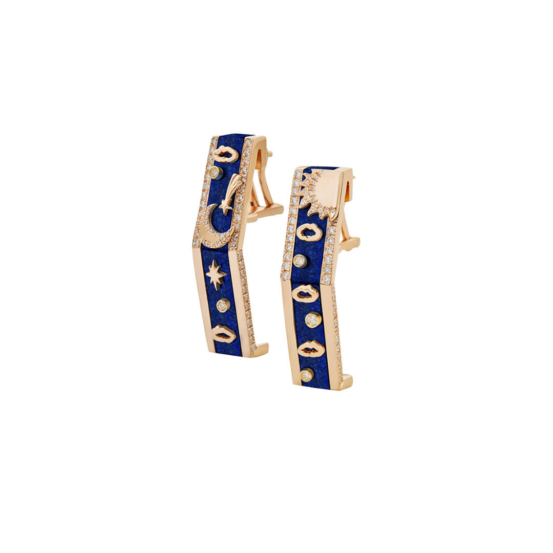 My Sky Day & Night Earrings Lapis Yellow Gold