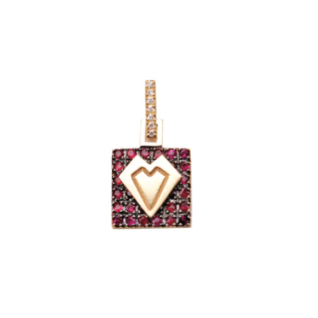 Charmed - My Heart Charm - Ruby, Yellow Gold