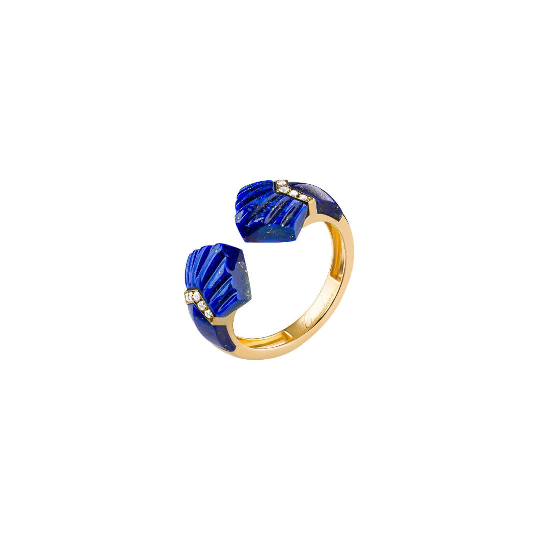 Elements Ring Outlined In Diamonds Lapis Yellow gold