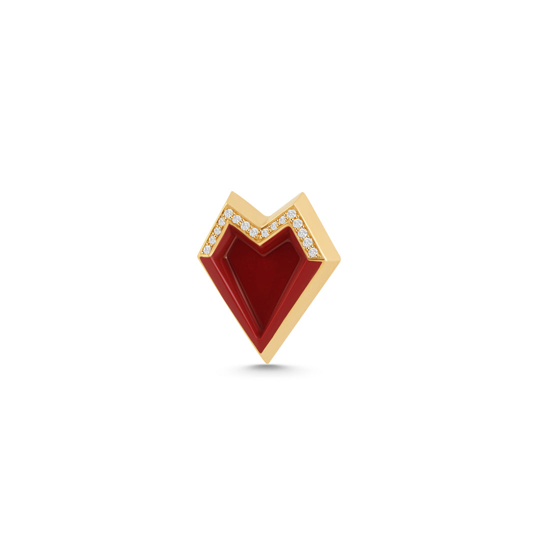 My Heart Necklace Framed in Diamonds Red Enamel