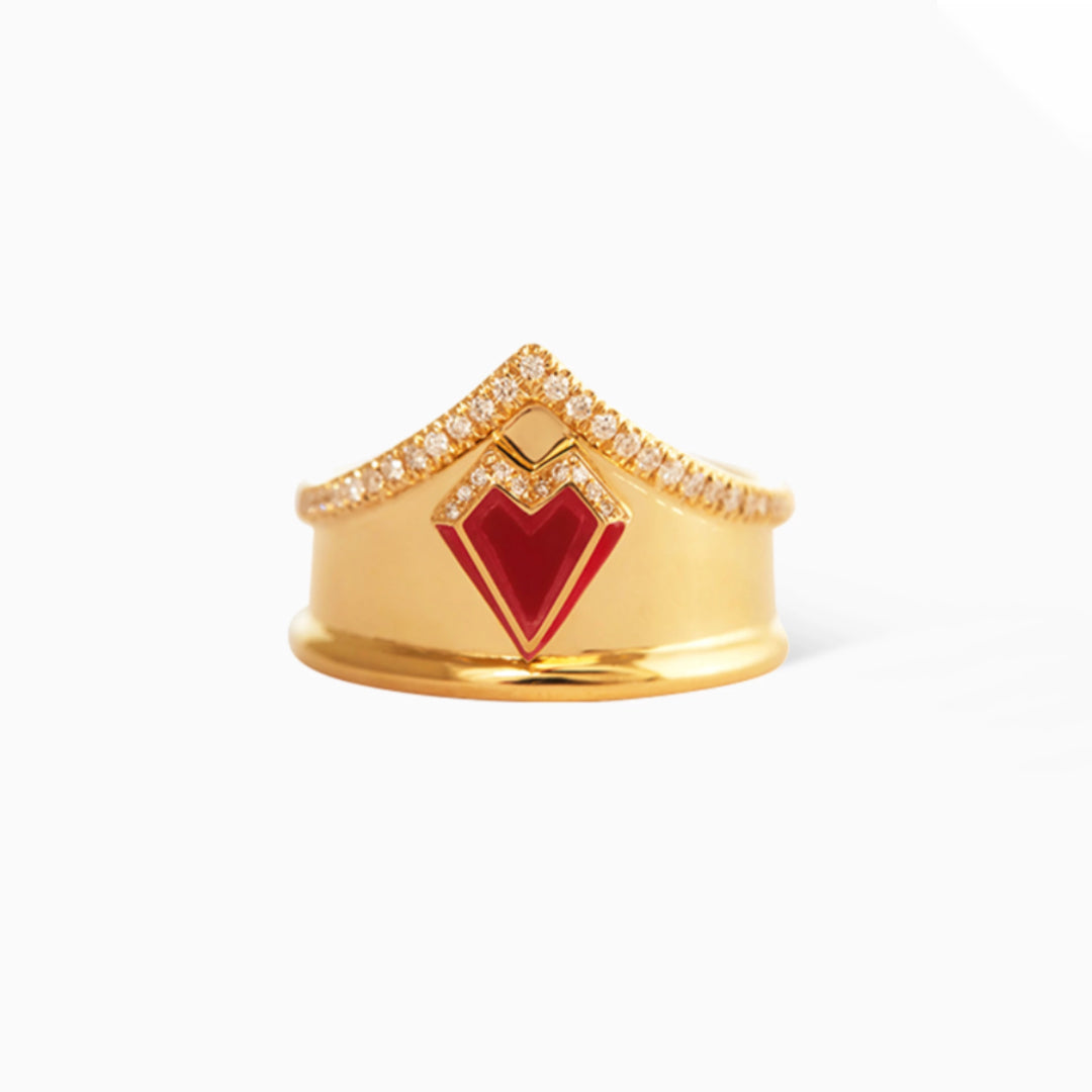 My Heart Hero Ring Outlined in Diamonds Red Agate