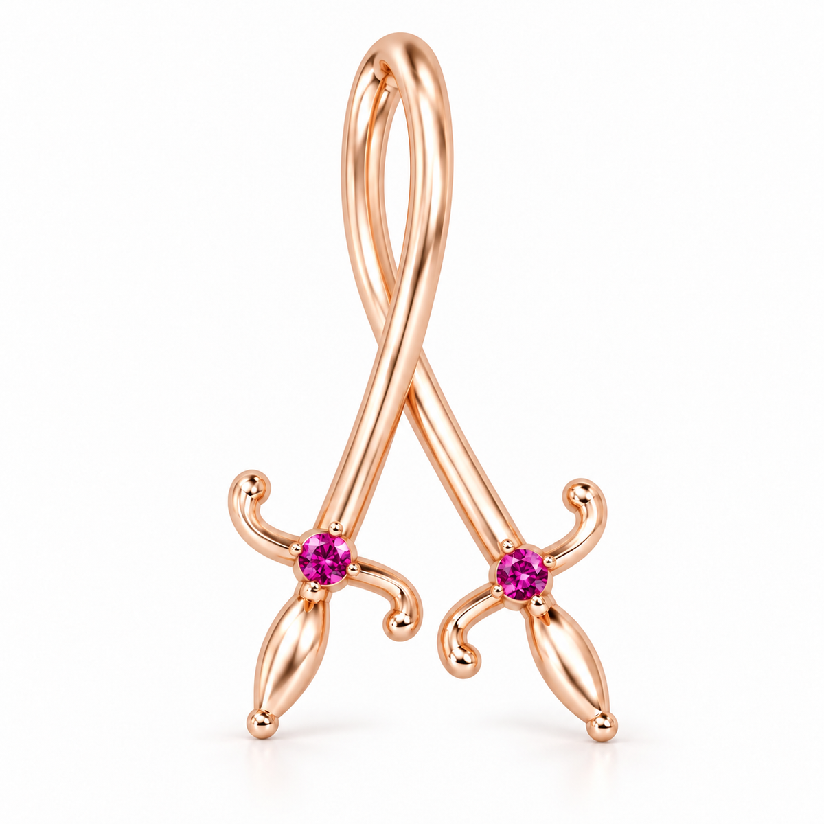 Swords of Love Necklace — Special Edition - Pink Sapphire - Charmaleena Jewellery - Diamond Jewellery - Swords of love
