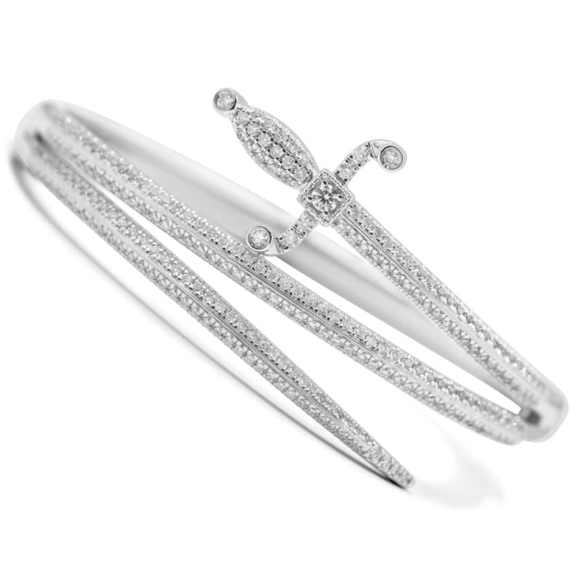 Swords of Love Double Cuff Bracelet- Paved - White - Charmaleena Jewellery
