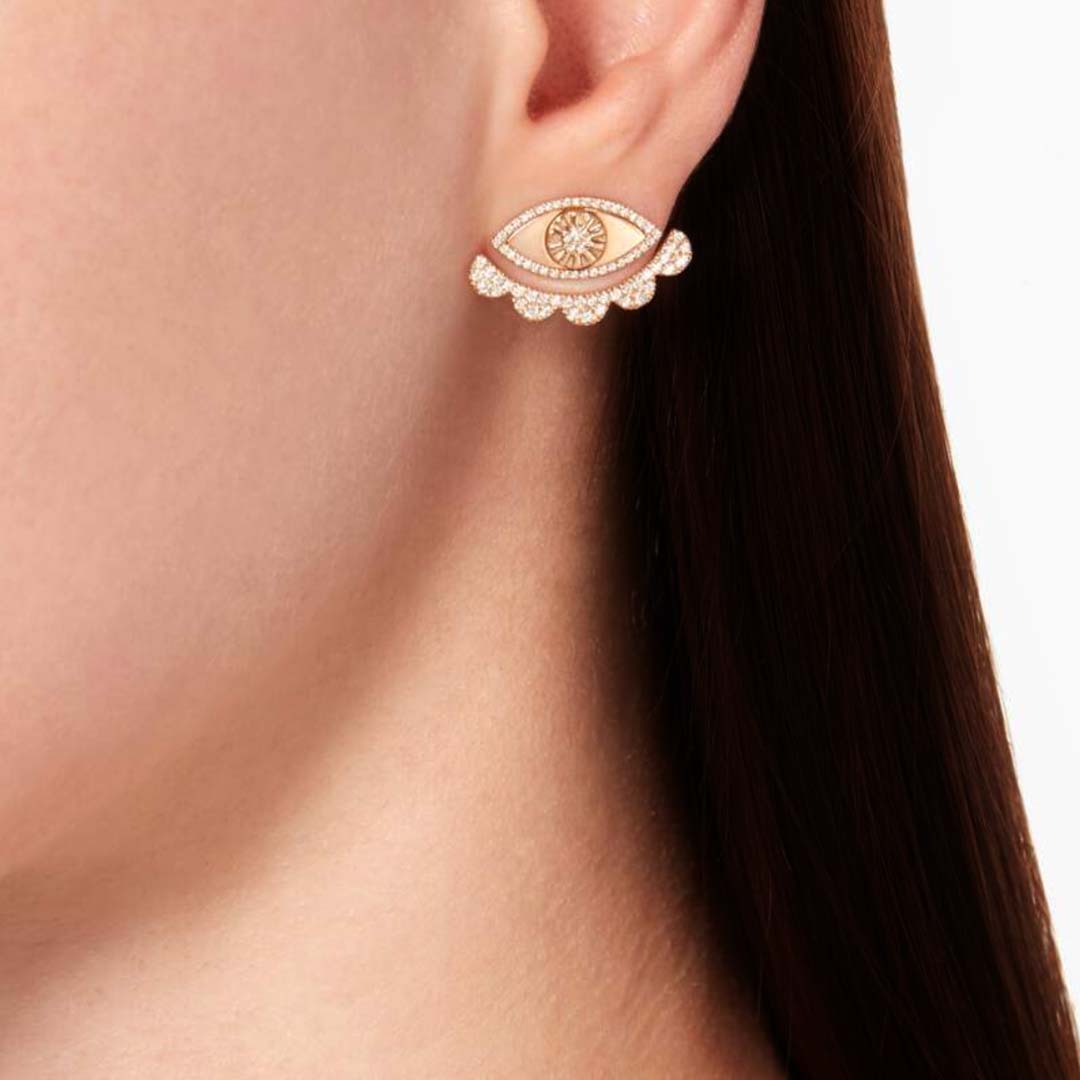 My Eyes -Double Earrings- Paved - White - Charmaleena Jewellery