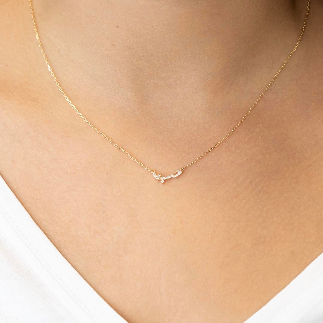 Ca-love-graphy Love Necklace - Paved with Baguette- Yellow