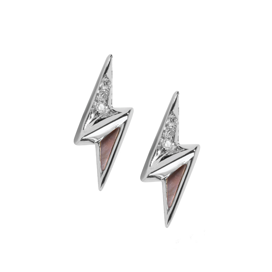 Energy Bolt Earring Grey Mother of pearl White Gold Sold Individually