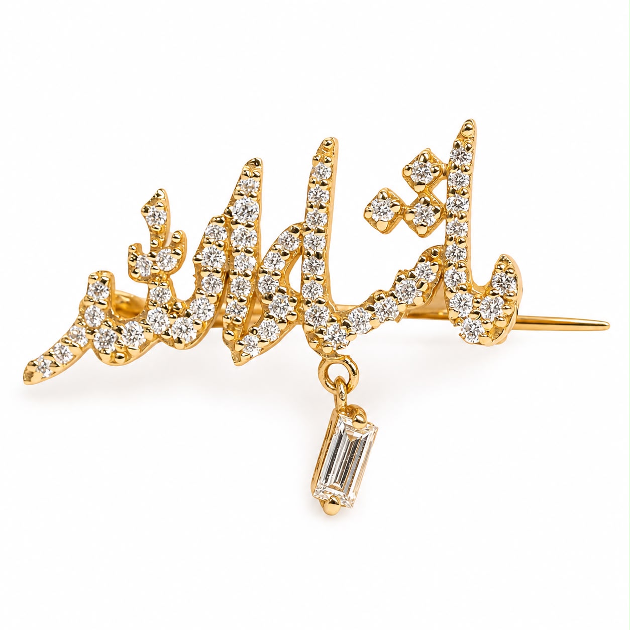 CA–LOVE–GRAPHY Customized -Brooch pave diamonds- Yellow Gold- (ماشاءالله)