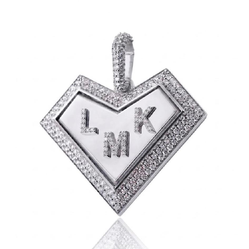 My Heart Medallion- Custom Special edition - Three Letter - Paved in Diamonds - White