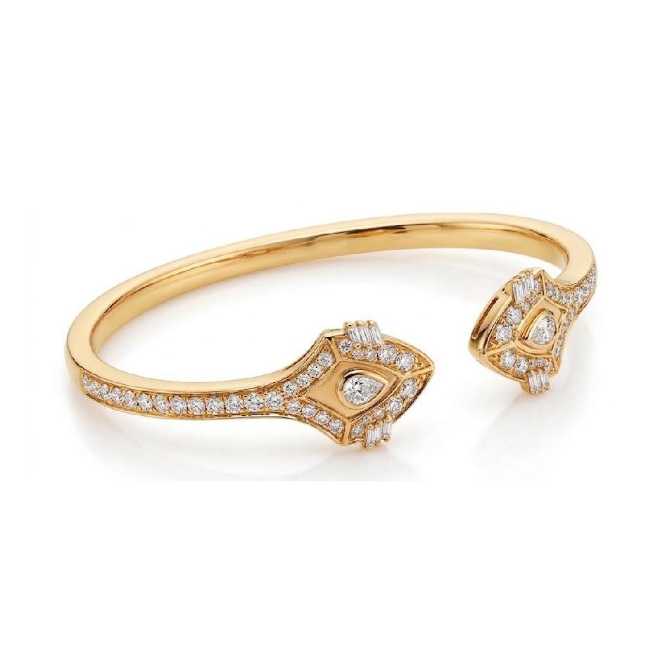 Golden- Shield-Bangle -Pave in Diamonds -Yellow