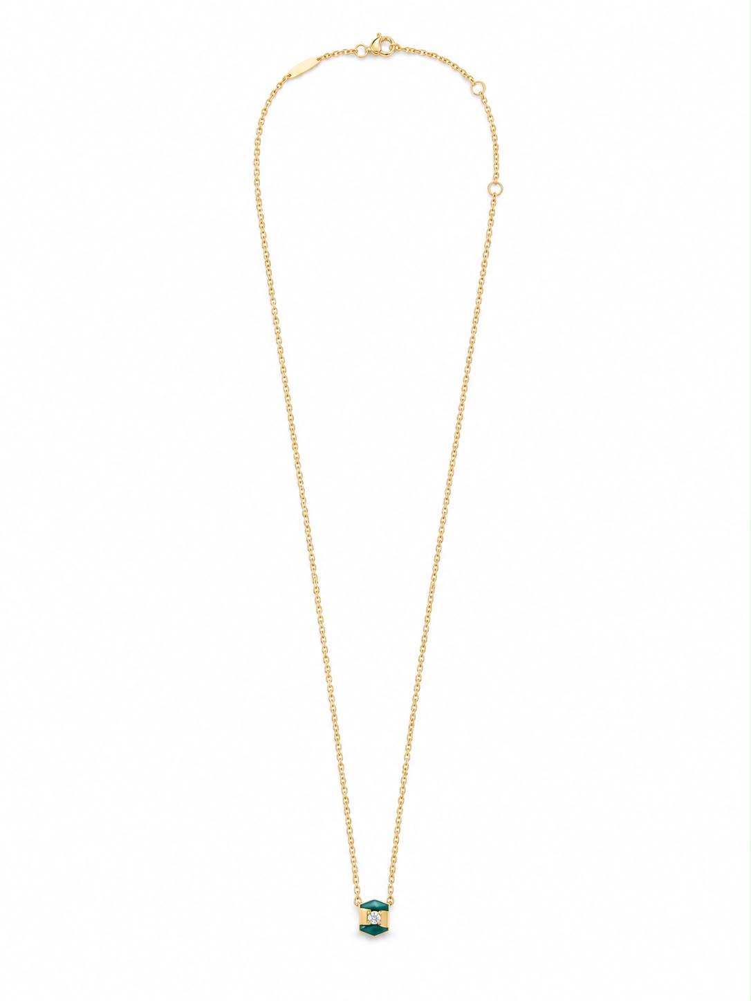 Golden -classic Necklace -Green enamel (Yellow Gold) - Charmaleena Jewellery - Diamond Jewellery - Classics