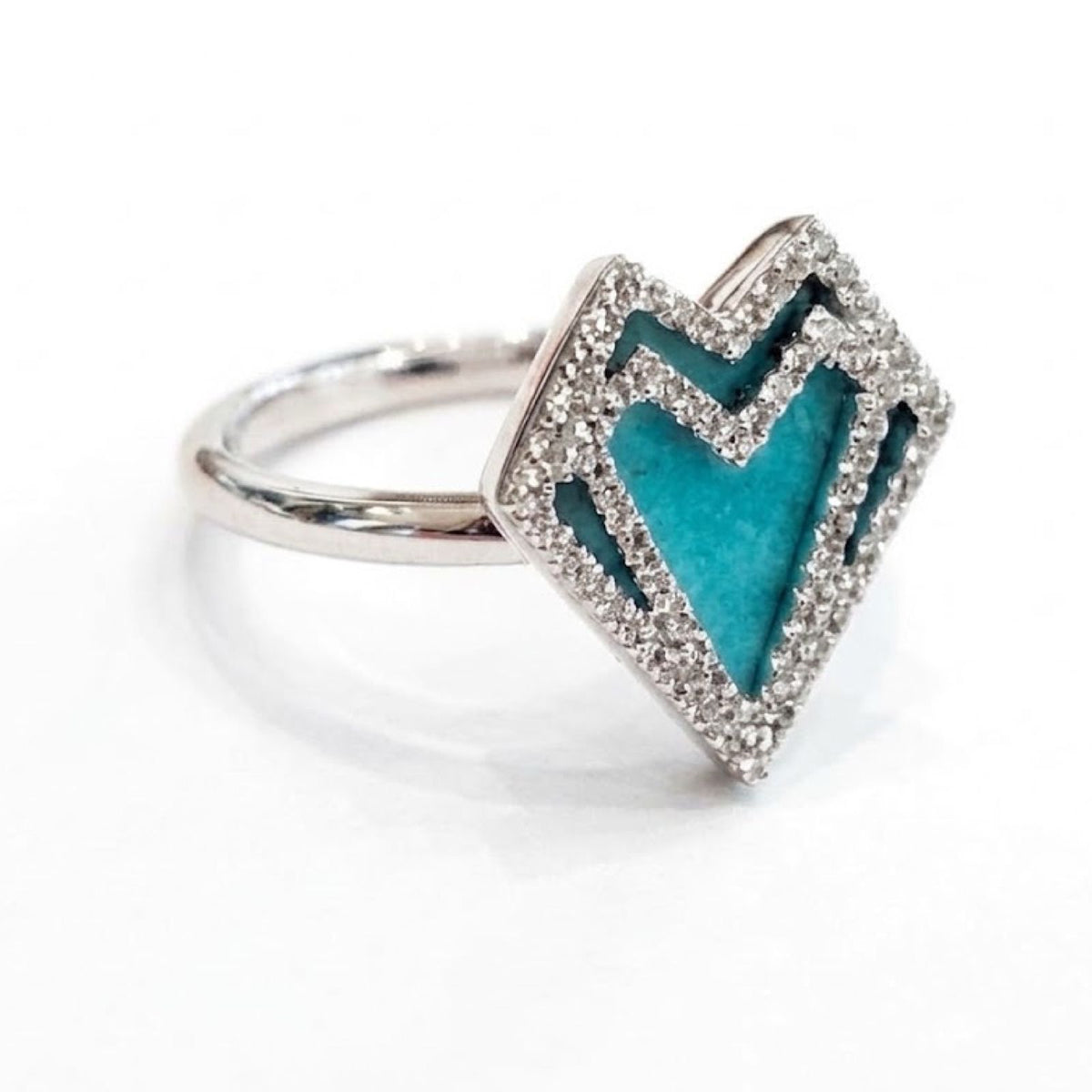 My Heart Ring -Turquoise - White Gold