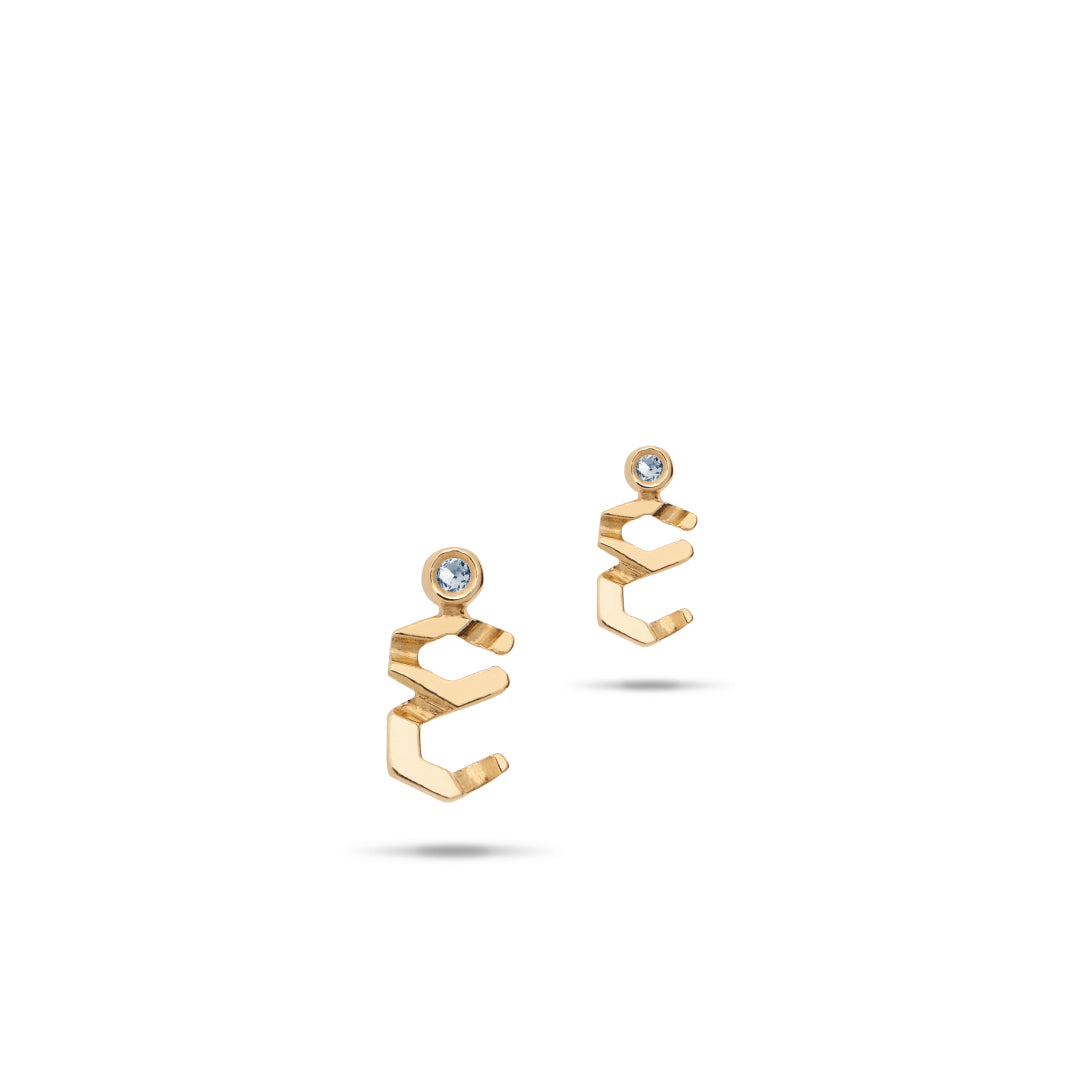 Petite 28 Earrings One Diamond (ع) Yellow Gold