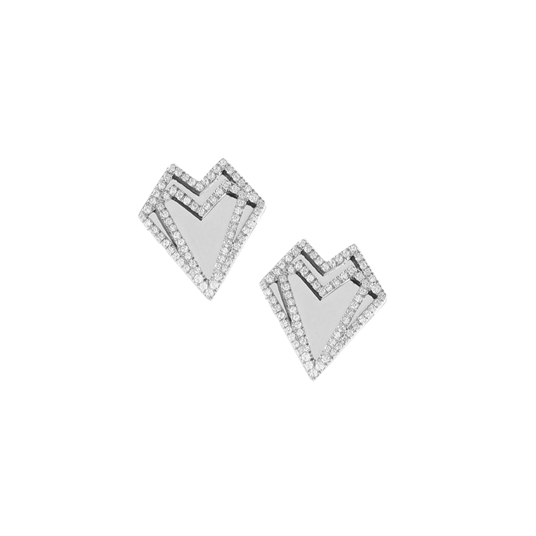 My Heart Petite Earrings Pave In Diamonds White Gold