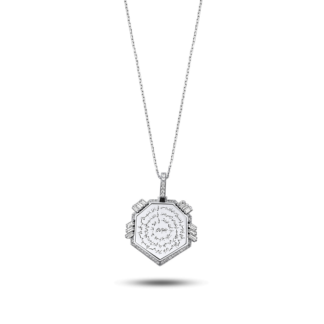 Golden Almouzat Pendant - White - Charmaleena Jewellery