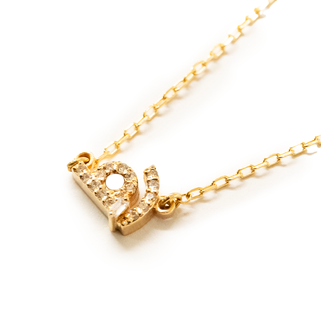 CA–LOVE–GRAPHY NECKLACE - SINGLE LETTER - PAVED - هـ