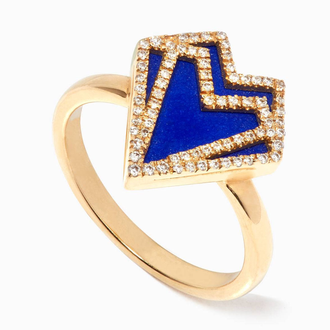 My Heart Ring - Lapis- Yellow - Charmaleena Jewellery