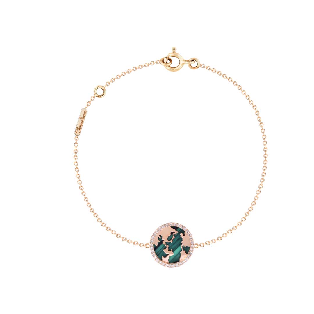 My World Bracelet Malachite Yellow Gold - Charmaleena Jewellery