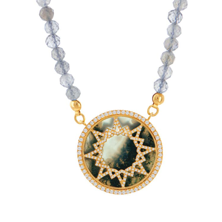 My World - Star Bead Pendant - Grey Mother of Pearl - Paved