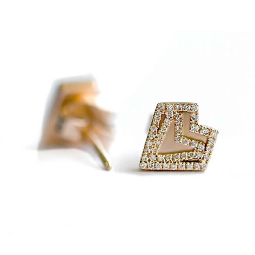 My Heart Petite Earrings Pave In Diamonds Rose Gold