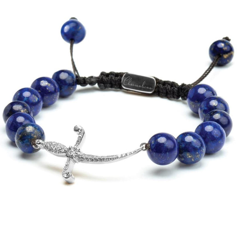 Swords of love- Bead Bracelet - Lapis - White