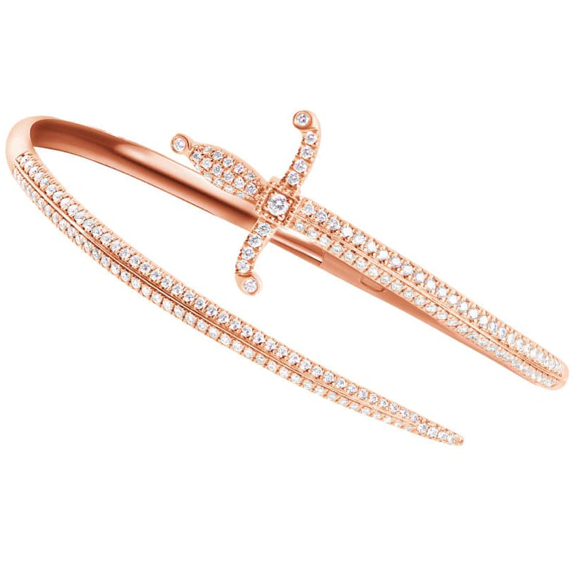 Swords Of Love Cuff Bracelet - Pave - Rose - Charmaleena Jewellery