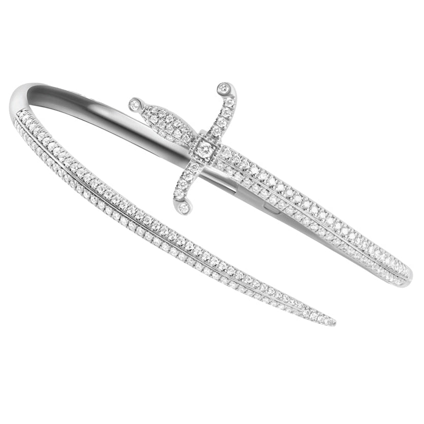 Swords Of Love Cuff Bracelet - Pave - White - Charmaleena Jewellery