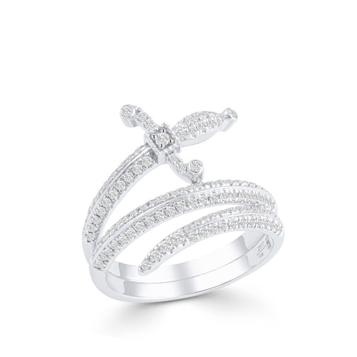 Swords of Love-Double Ring - White - Charmaleena Jewellery