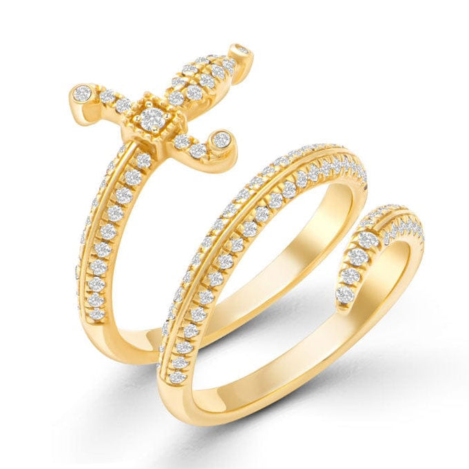 Swords of Love Double Ring - Yellow - Charmaleena Jewellery